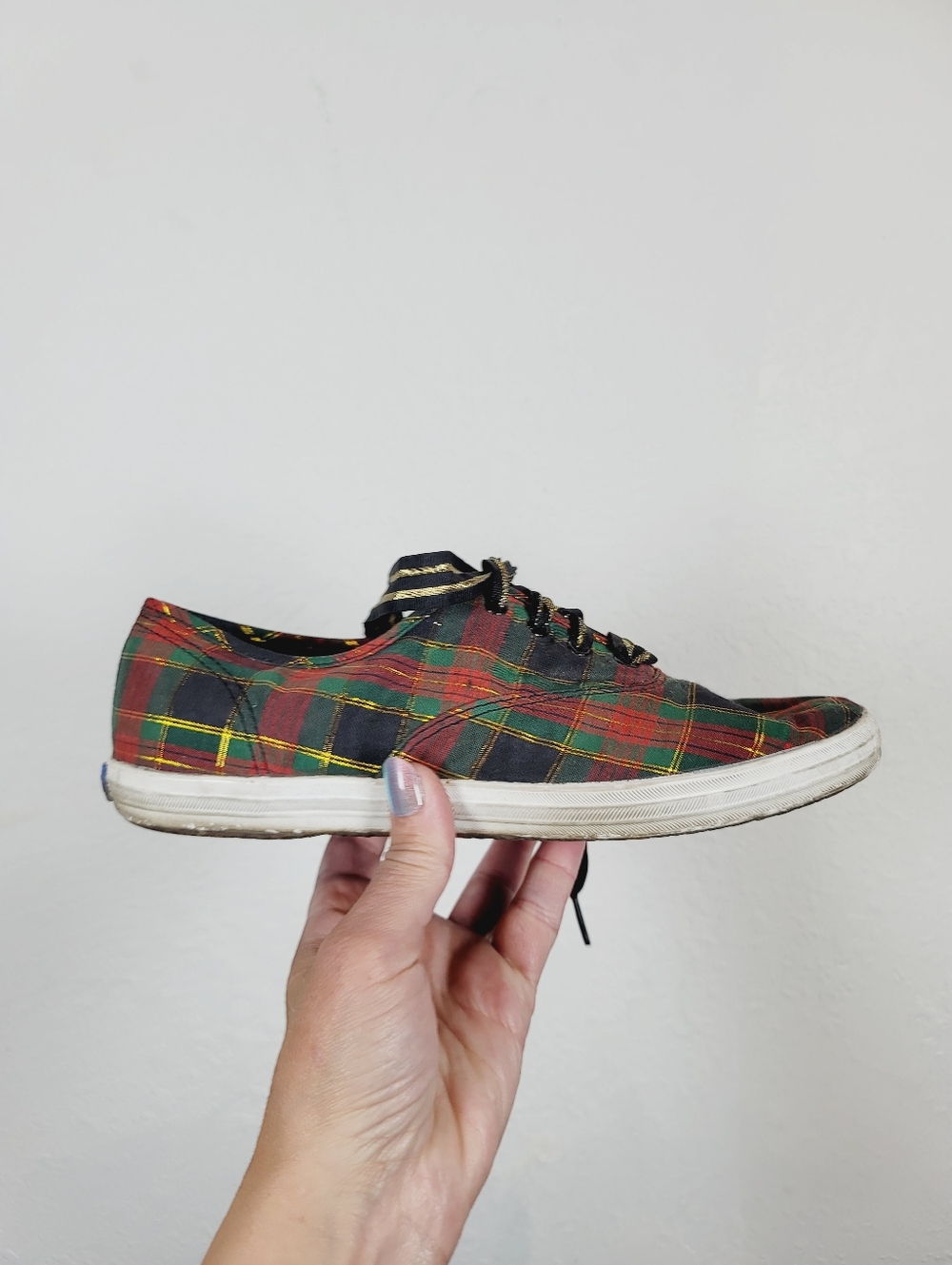 Keds Plaid Canvas Lace-Up Sneakers, Size 8